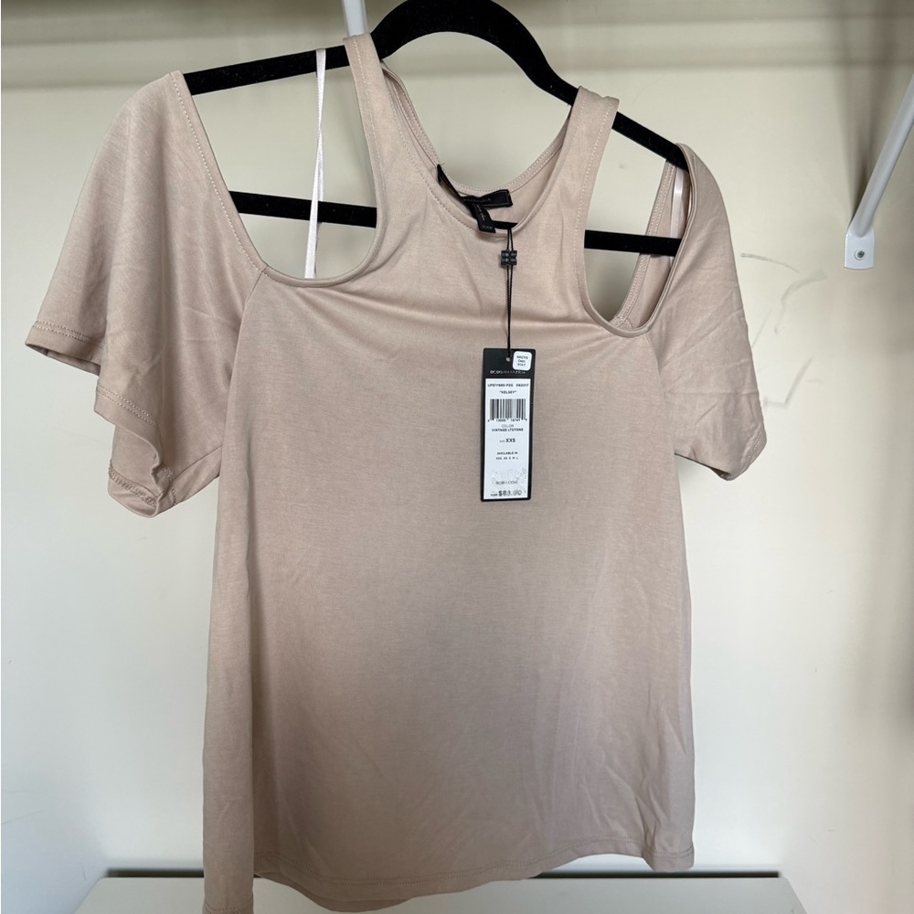 Women's Beige open shoulder Top